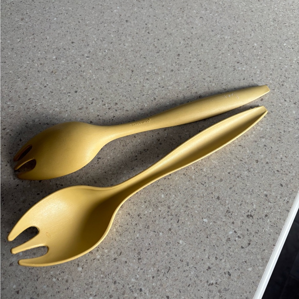 Vintage Tupperware Salad Serving Spoons - Harvest